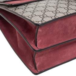 Pre Owned حقيبة كتف غوتشي ديونيسوس سويدي وكانفاس GG سوبريم بيج / أحمر داكن