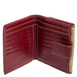 Pre Owned محفظة غوتشي فرنش جي متشابك جلد وكانفاس جي جي أحمر/ بيج