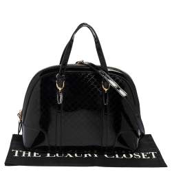 Pre Owned Gucci Black Microguccissima Patent Leather Small Nice Bag