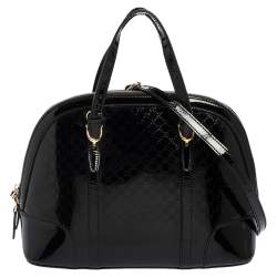 Pre Owned Gucci Black Microguccissima Patent Leather Small Nice Bag