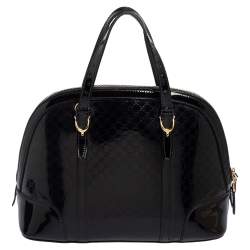 Pre Owned Gucci Black Microguccissima Patent Leather Small Nice Bag