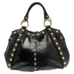 مملوكة مسبقًا Gucci Black Python Studded Babouska Tote