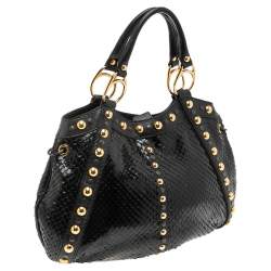 مملوكة مسبقًا Gucci Black Python Studded Babouska Tote