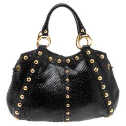 مملوكة مسبقًا Gucci Black Python Studded Babouska Tote