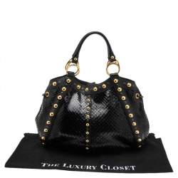 مملوكة مسبقًا Gucci Black Python Studded Babouska Tote