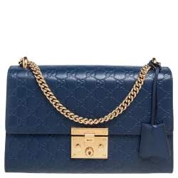 Gucci Padlock Saddle Medium Leather-trimmed Coated-canvas Shoulder Bag In  Blue