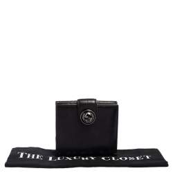 Pre Owned محفظة غوتشي فرنش جي متشابك جلد أسود