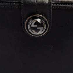 Pre Owned محفظة غوتشي فرنش جي متشابك جلد أسود