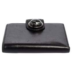 Pre Owned محفظة غوتشي فرنش جي متشابك جلد أسود