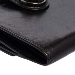 Pre Owned محفظة غوتشي فرنش جي متشابك جلد أسود