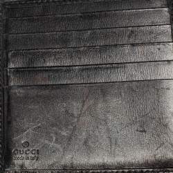 Pre Owned محفظة غوتشي فرنش جي متشابك جلد أسود