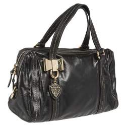 Pre Owned Gucci Black Leather Duchessa Boston Bag