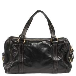 Pre Owned Gucci Black Leather Duchessa Boston Bag