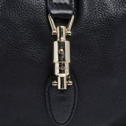 Pre Owned Gucci Black Leather New Jackie Bamboo Hobo