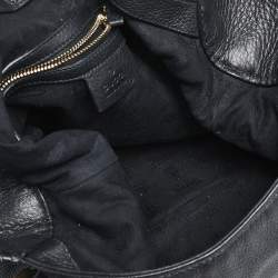 Pre Owned Gucci Black Leather New Jackie Bamboo Hobo