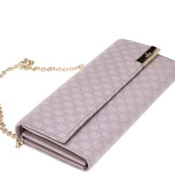 Pre Owned Gucci Lilac Microguccissima Leather Wallet on Chain