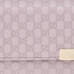 Pre Owned Gucci Lilac Microguccissima Leather Wallet on Chain