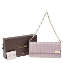 Pre Owned Gucci Lilac Microguccissima Leather Wallet on Chain