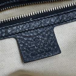 مملوكة مسبقًا حقيبة غوتشي نيو بامبو جلد أسود بشراشيب بيد علوية