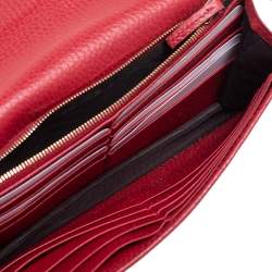 Pre Owned محفظة غوتشي جي متشابكة جلد حمراء بسلسلة 