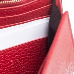 Pre Owned محفظة غوتشي جي متشابكة جلد حمراء بسلسلة 