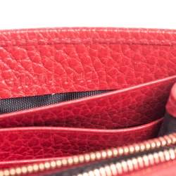 Pre Owned محفظة غوتشي جي متشابكة جلد حمراء بسلسلة 