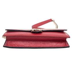 Pre Owned محفظة غوتشي جي متشابكة جلد حمراء بسلسلة 