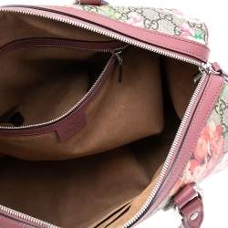 مملوكة مسبقًا Gucci Pink/Beige GG Supreme Canvas Medium Blooms Boston Bag