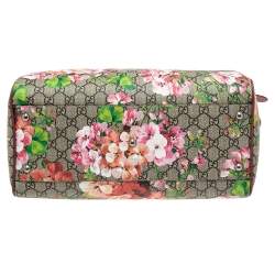 مملوكة مسبقًا Gucci Pink/Beige GG Supreme Canvas Medium Blooms Boston Bag