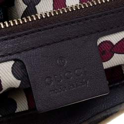 Pre Owned حقيبة ساتشل غوتشي إندي شراشيب بامبو جلد غوتشيسيما بني