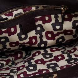 Pre Owned حقيبة ساتشل غوتشي إندي شراشيب بامبو جلد غوتشيسيما بني