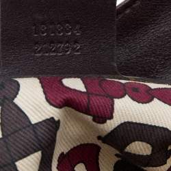 Pre Owned حقيبة ساتشل غوتشي إندي شراشيب بامبو جلد غوتشيسيما بني