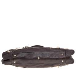 Pre Owned حقيبة ساتشل غوتشي إندي شراشيب بامبو جلد غوتشيسيما بني