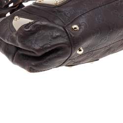 Pre Owned حقيبة ساتشل غوتشي إندي شراشيب بامبو جلد غوتشيسيما بني