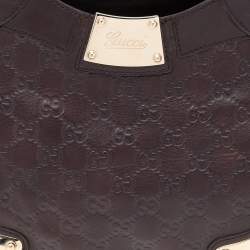 Pre Owned حقيبة ساتشل غوتشي إندي شراشيب بامبو جلد غوتشيسيما بني