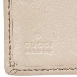 Gucci White/Beige GG Canvas and Leather G Bit Flap Continental Wallet