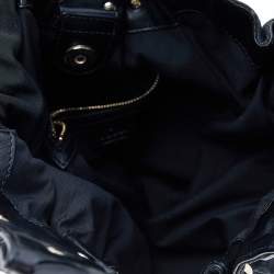 Pre Owned Gucci Black GG Canvas and Leather Studded Pelham Bag