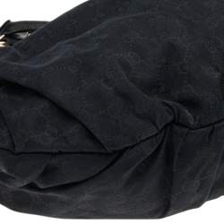 Pre Owned Gucci Black GG Canvas and Leather Studded Pelham Bag