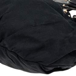 Pre Owned Gucci Black GG Canvas and Leather Studded Pelham Bag