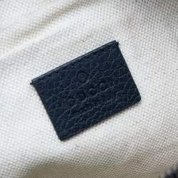 Pre Owned Gucci Black Pebbled Leather Logo Web Belt Bag