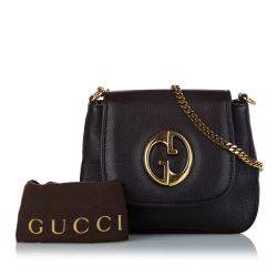 Pre Owned Gucci Black Leather 1973 Shoulder Bags