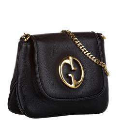 Pre Owned Gucci Black Leather 1973 Shoulder Bags