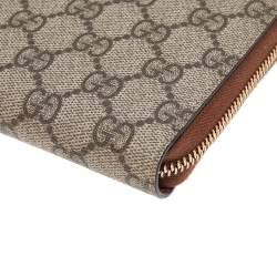 Pre Owned محفظة غوتشي كانفاس جي جي سوبريم  بيج/بني فاتح بسحاب ملتف