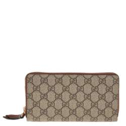 Pre Owned محفظة غوتشي كانفاس جي جي سوبريم  بيج/بني فاتح بسحاب ملتف