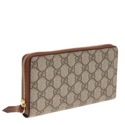 Pre Owned محفظة غوتشي كانفاس جي جي سوبريم  بيج/بني فاتح بسحاب ملتف