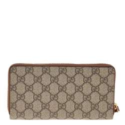 Pre Owned محفظة غوتشي كانفاس جي جي سوبريم  بيج/بني فاتح بسحاب ملتف