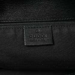 Pre Owned Gucci Black/Navy Blue GG Canvas and Leather D-Ring Tote