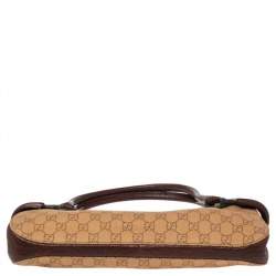 مملوكة مسبقًا حقيبة غوتشي باغيت جلد وكانفاس جي جي بيج/بني  