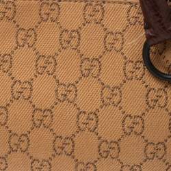 مملوكة مسبقًا حقيبة غوتشي باغيت جلد وكانفاس جي جي بيج/بني  