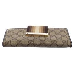 Gucci Beige GG Supreme Canvas Vintage Web Continental Wallet